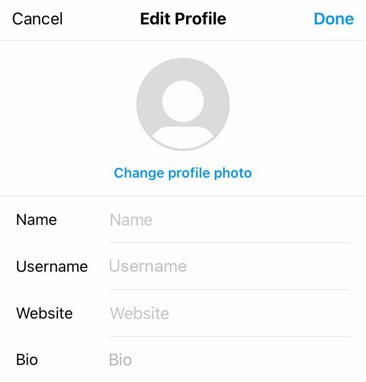 Edit Name and Username in the profile settings on Instagram