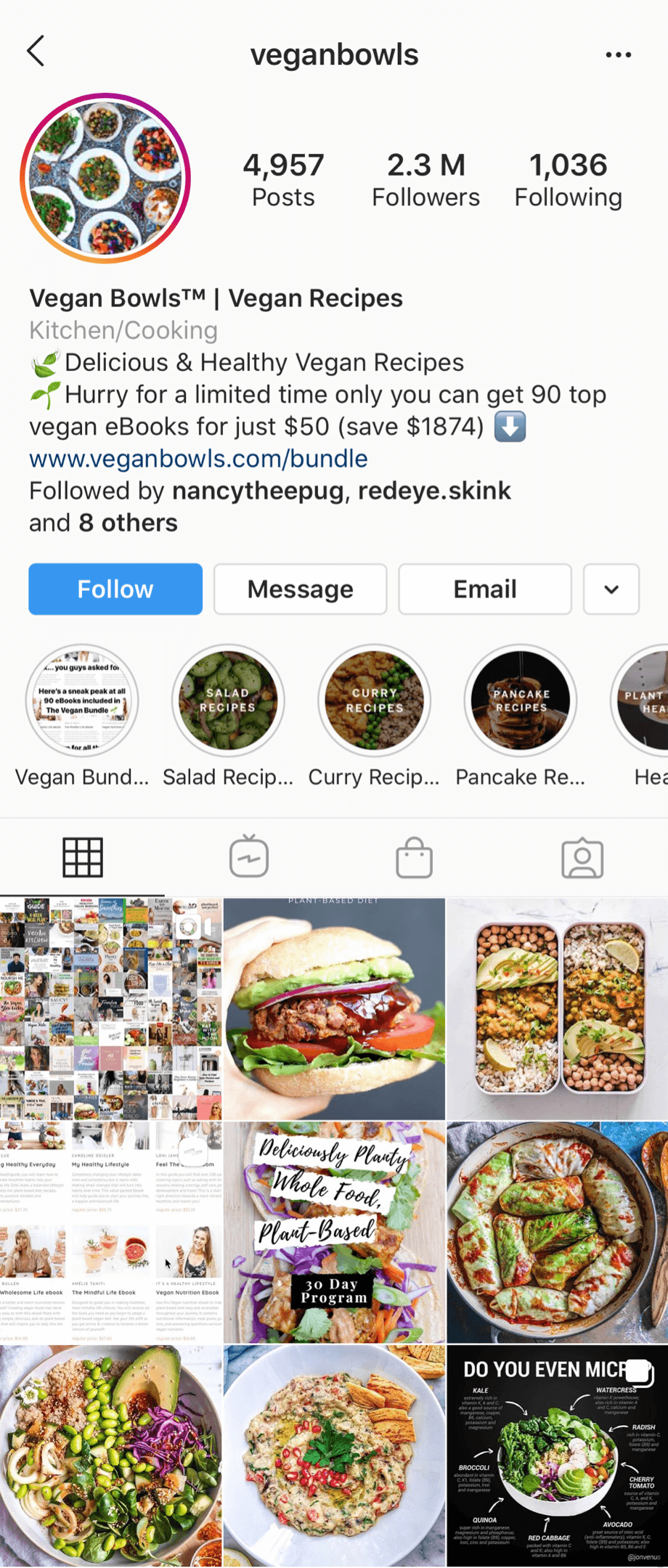 @veganbowls Instagram profile