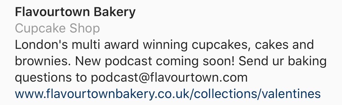 @flavourtownbakery website link in Instagram bio links to relevant seasonal collection 