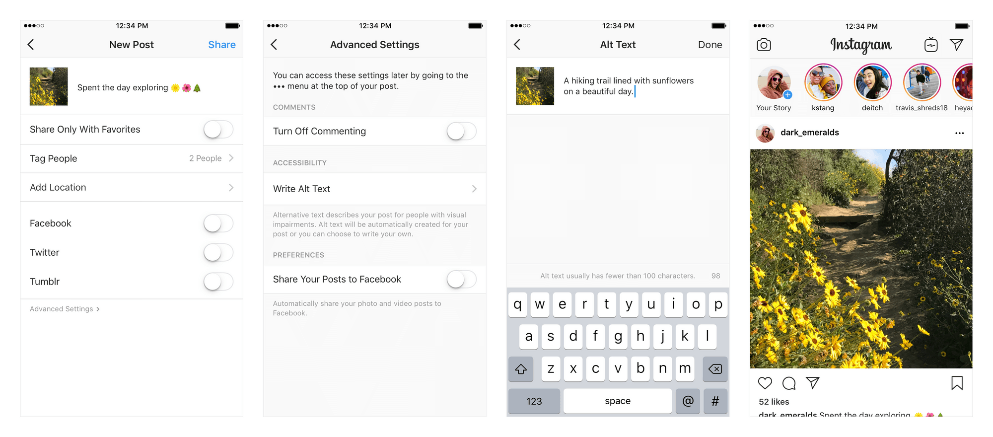 Alternative text description for Instagram. Images from instagram-press.com