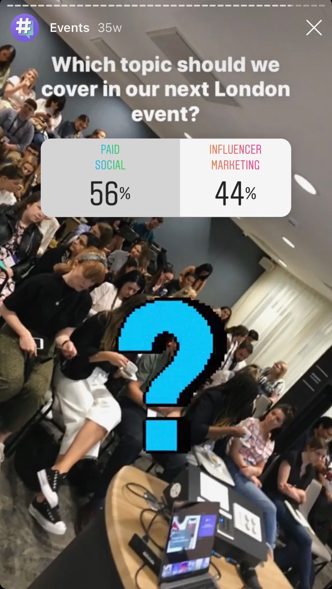 Poll sticker used by @socialbakers in an Instagram stories post