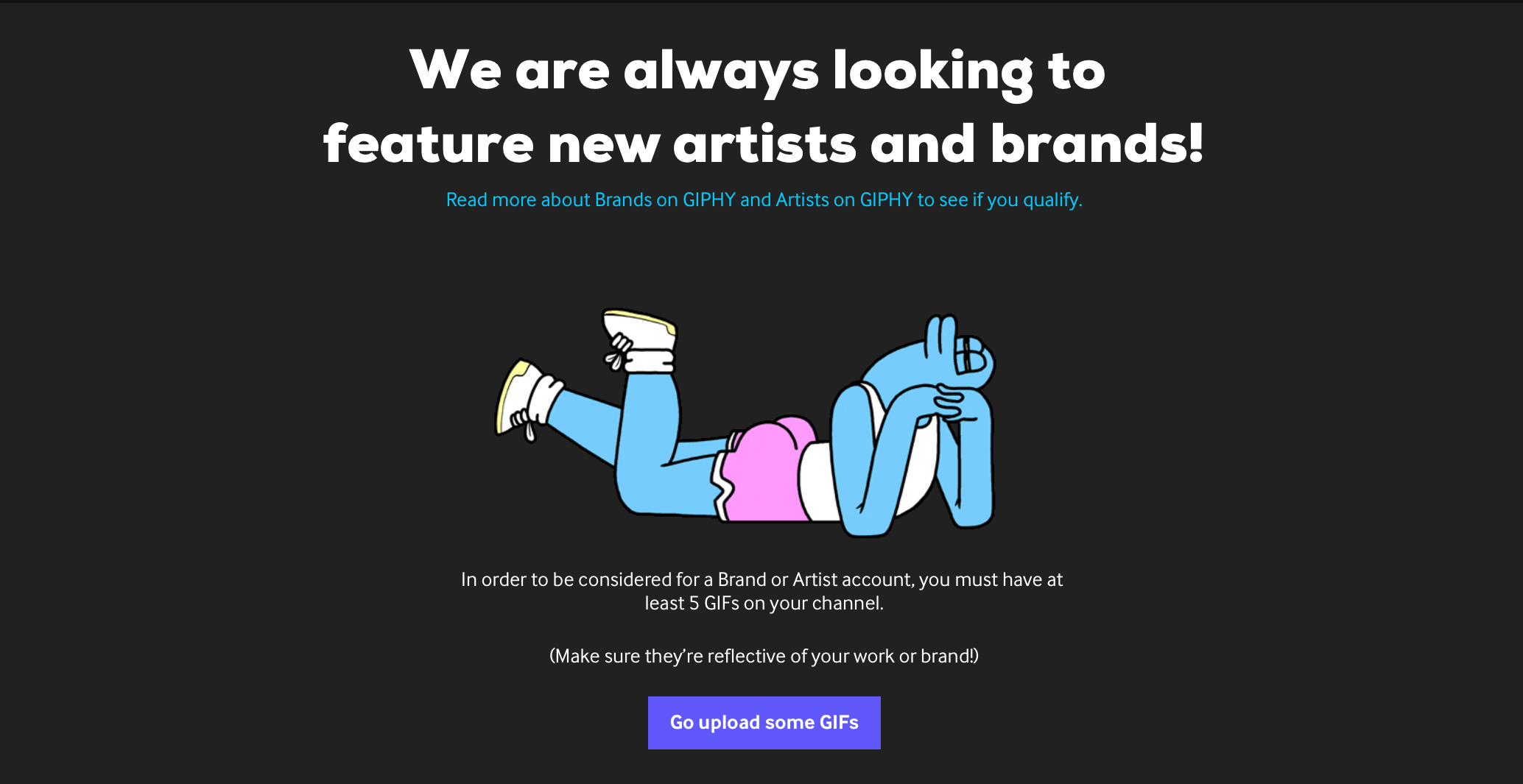 Apply for a brand account on giphy.com 