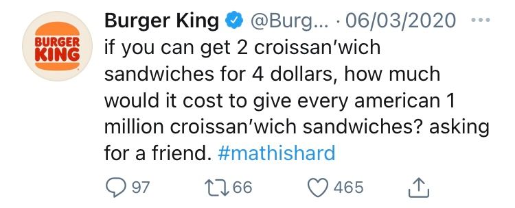 tweet by @BurgerKing