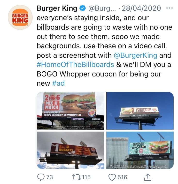 tweet by @BurgerKing