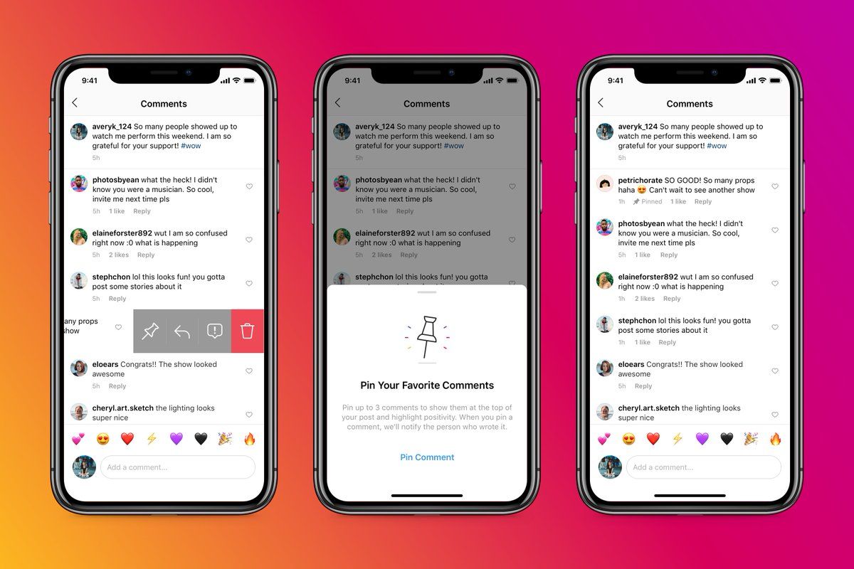 Pinned Comments, image by @instagram on Twitter