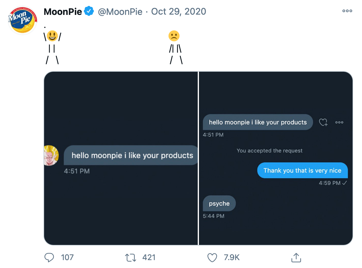 Emotive tweet by @MoonPie