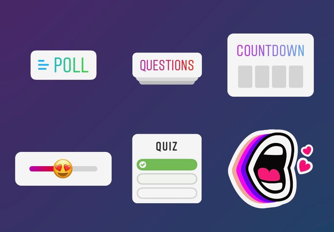 Poll, Questions, Countdown and Quiz in-built interactivity stickers by Instagram
