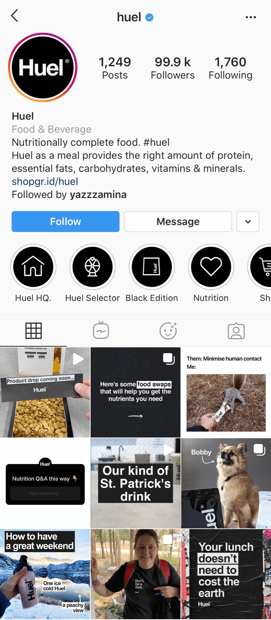 @huel Instagram account