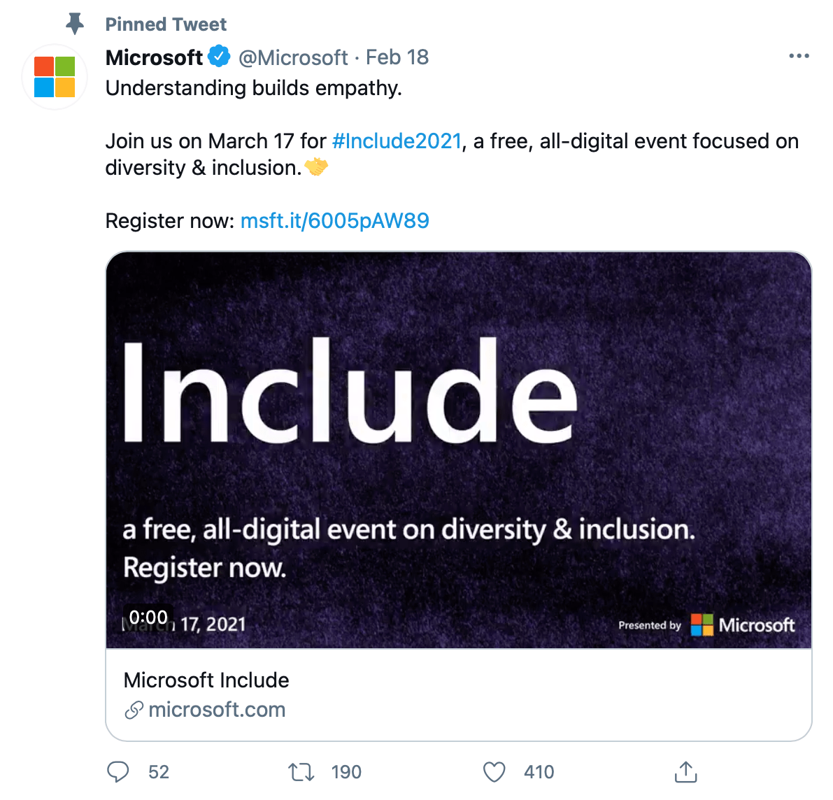 @microsoft pinned tweet