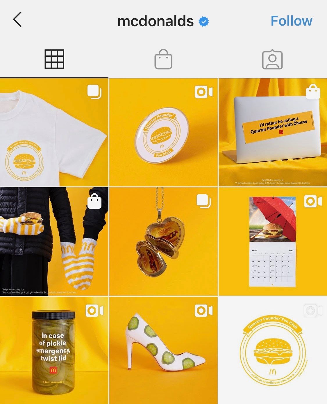 Instagram profile feed of @mcdonalds