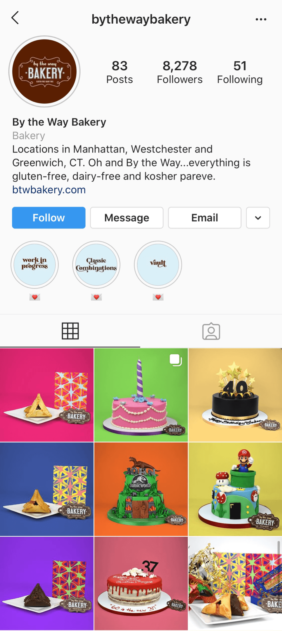 Instagram profile @bythewaybakery