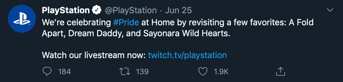 Hashtag in tweet by @PlayStation