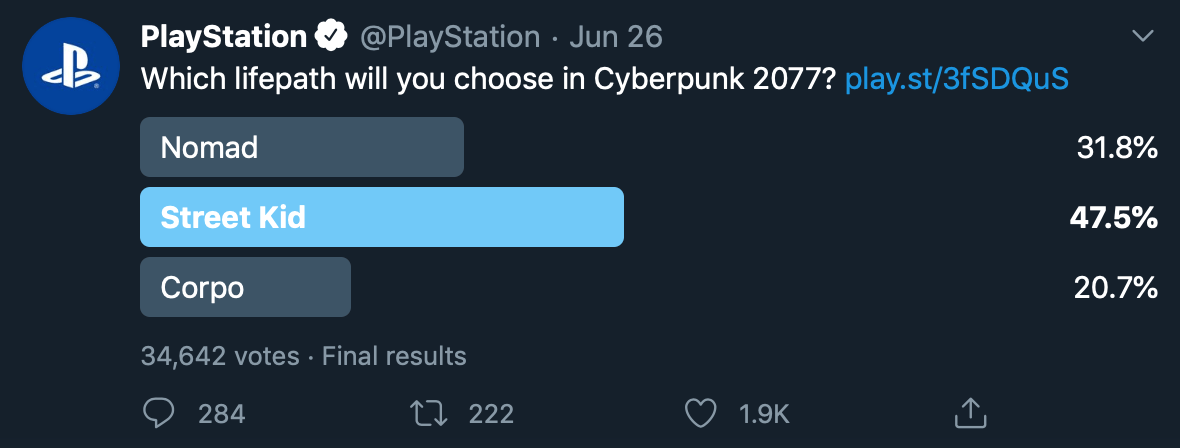 Tweet featuring poll by @PlayStation