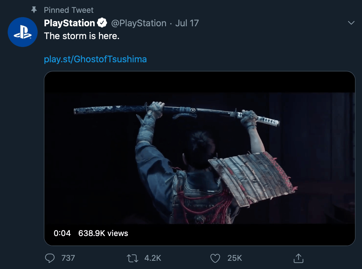 Product-focused tweet by @PlayStation