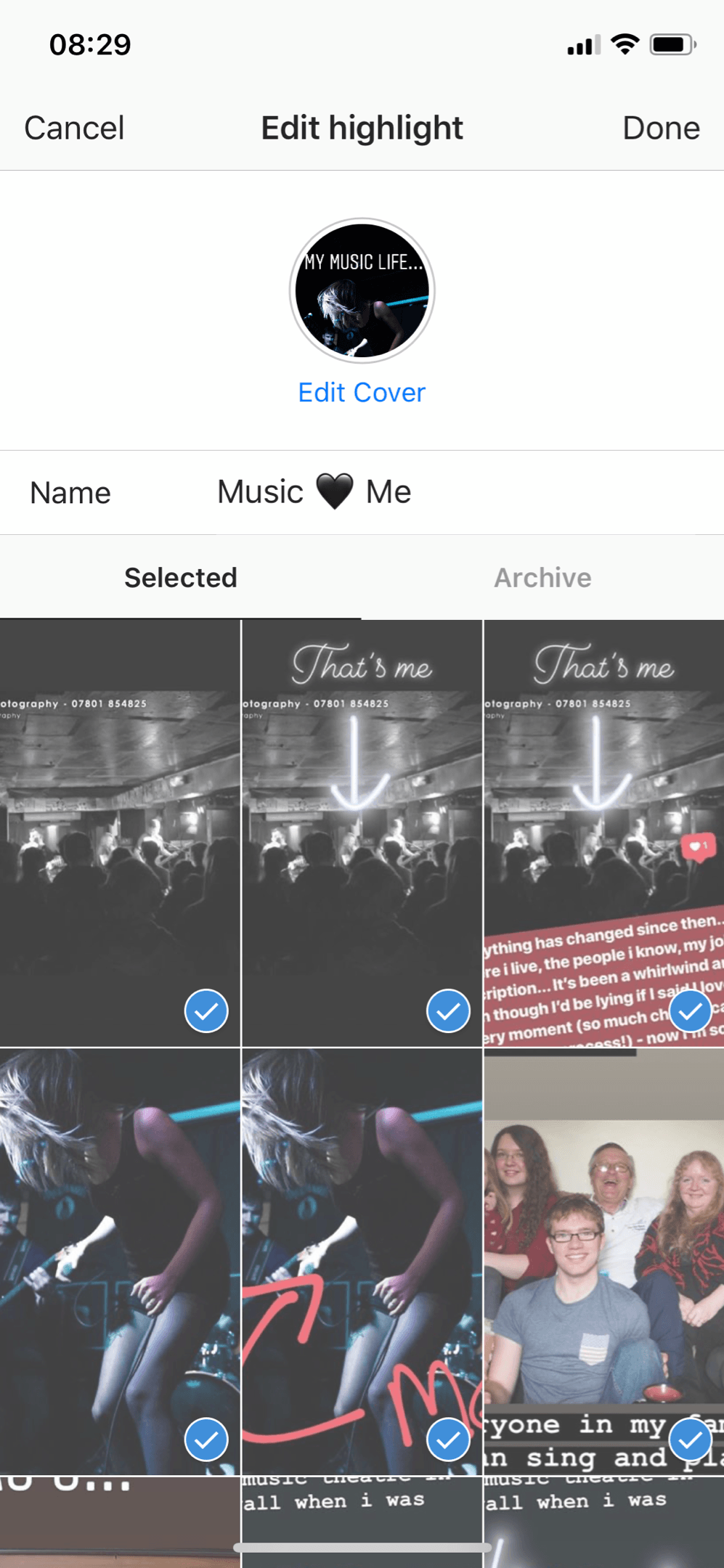 Edit Instagram stories highlight cover image