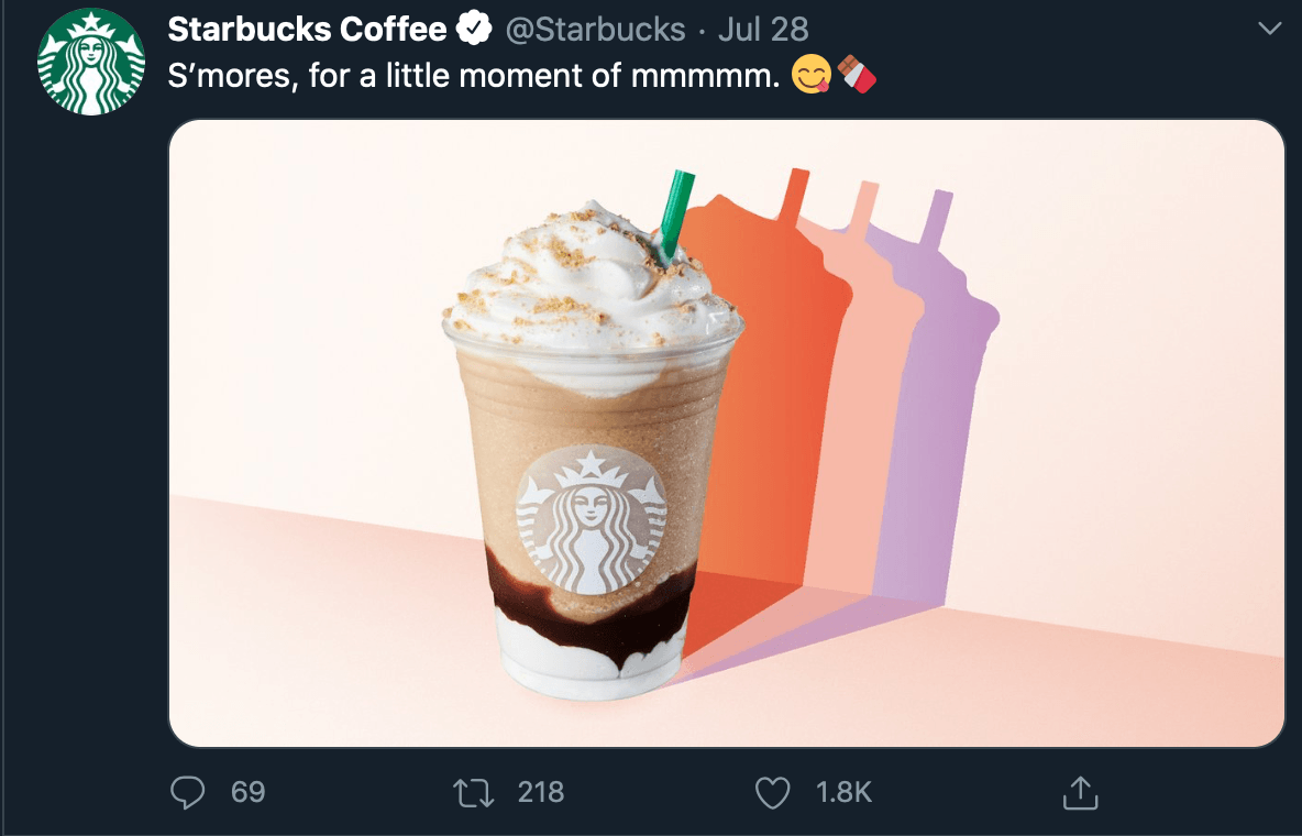 Copy with a pun from @starbucks