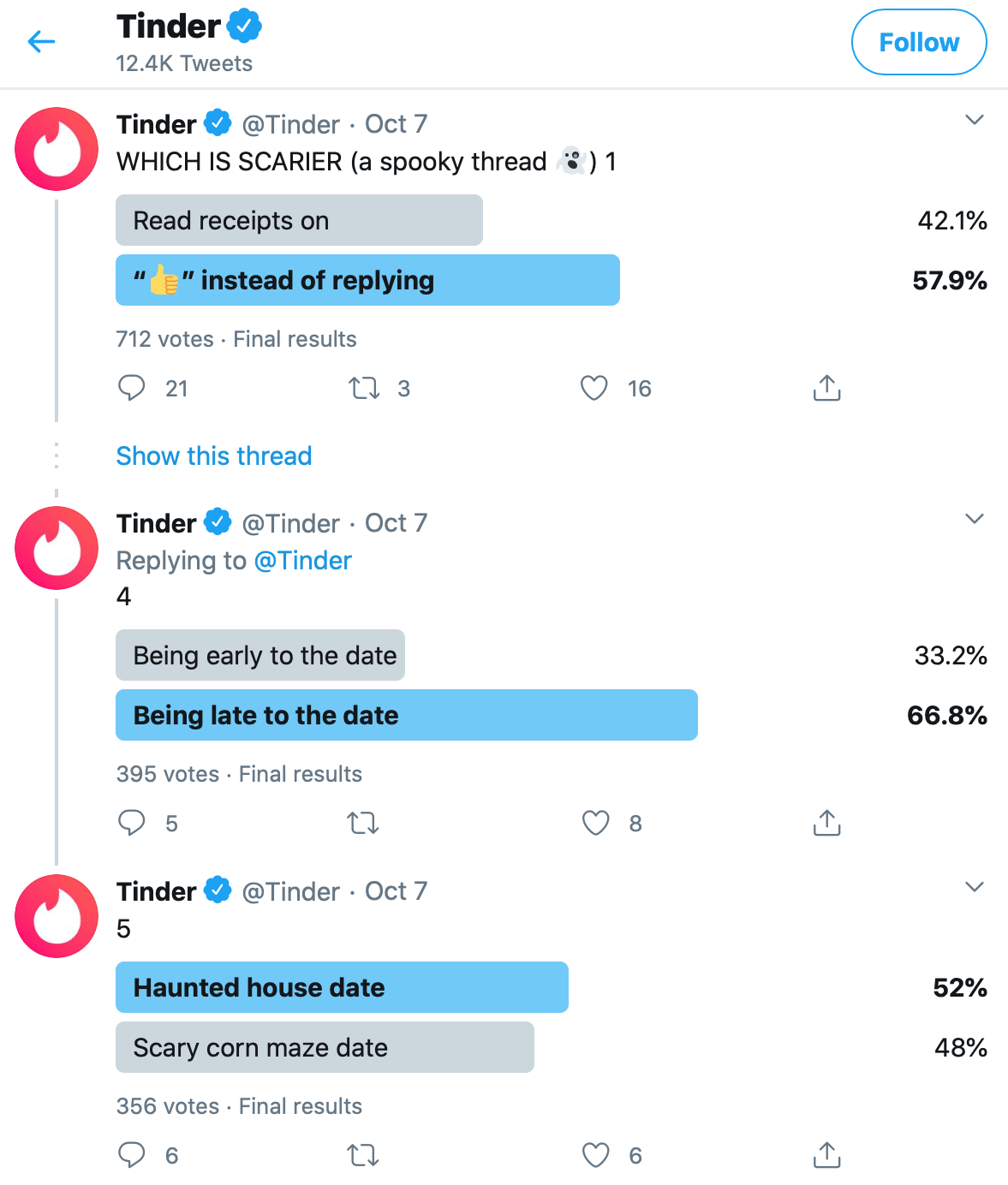 Twitter poll by @Tinder