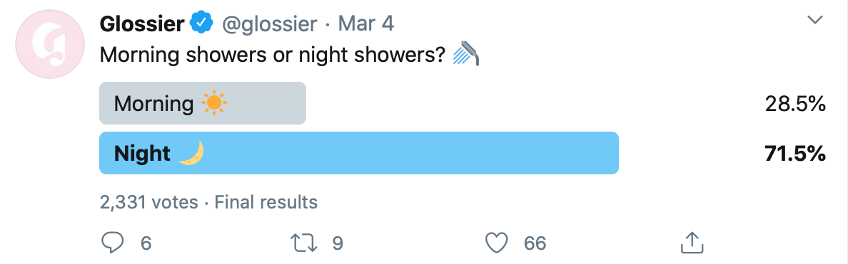Twitter poll by @glossier