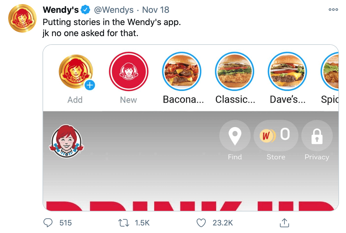Culturally relevant tweet by @Wendys