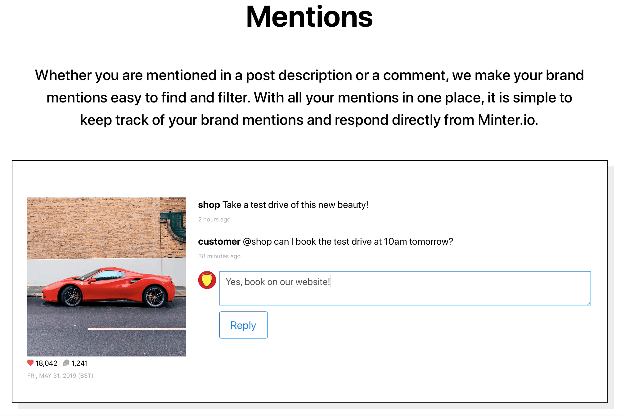 Mentions feature by Minter.io