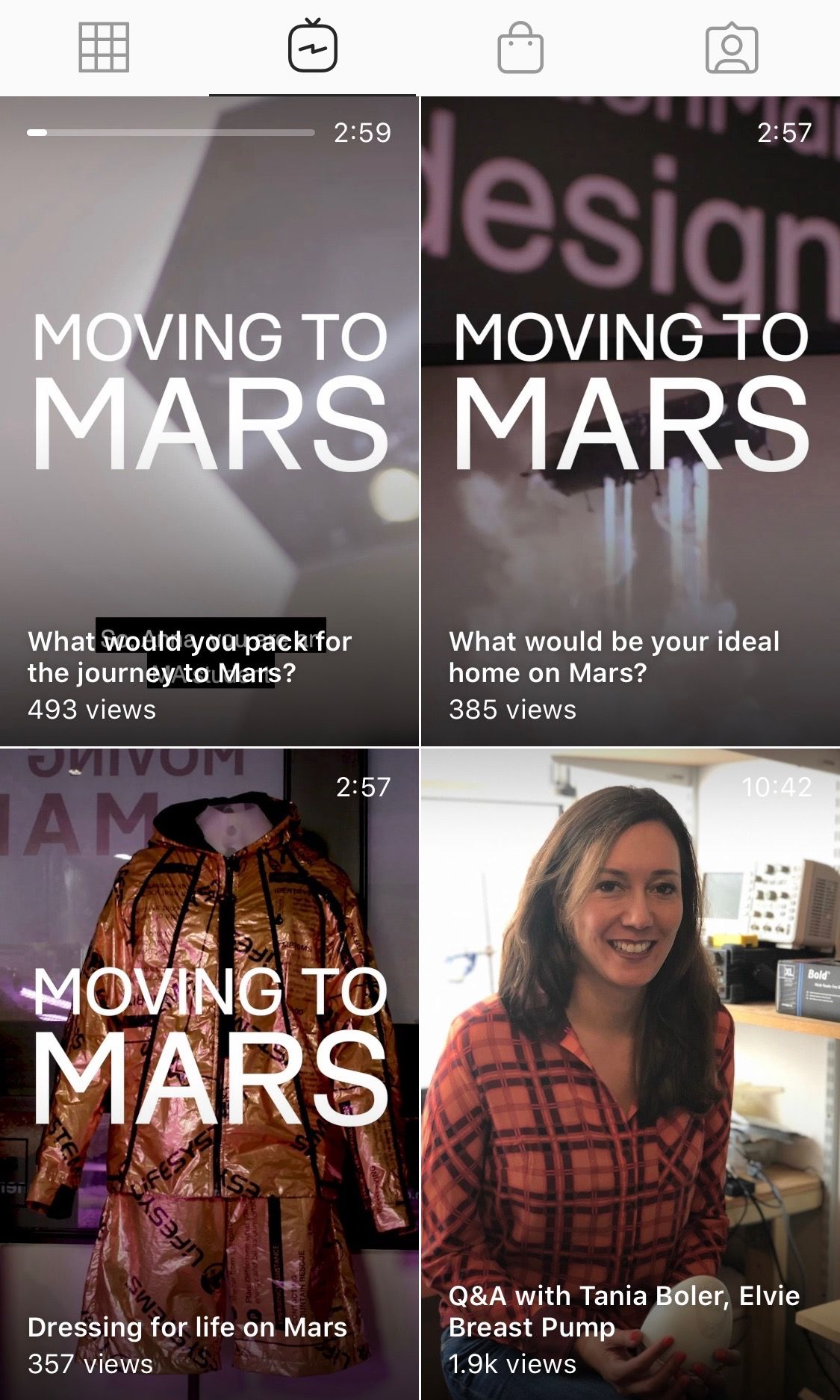 ‘Moving To Mars’ content featured on Instagram's IGTV by @designmuseum