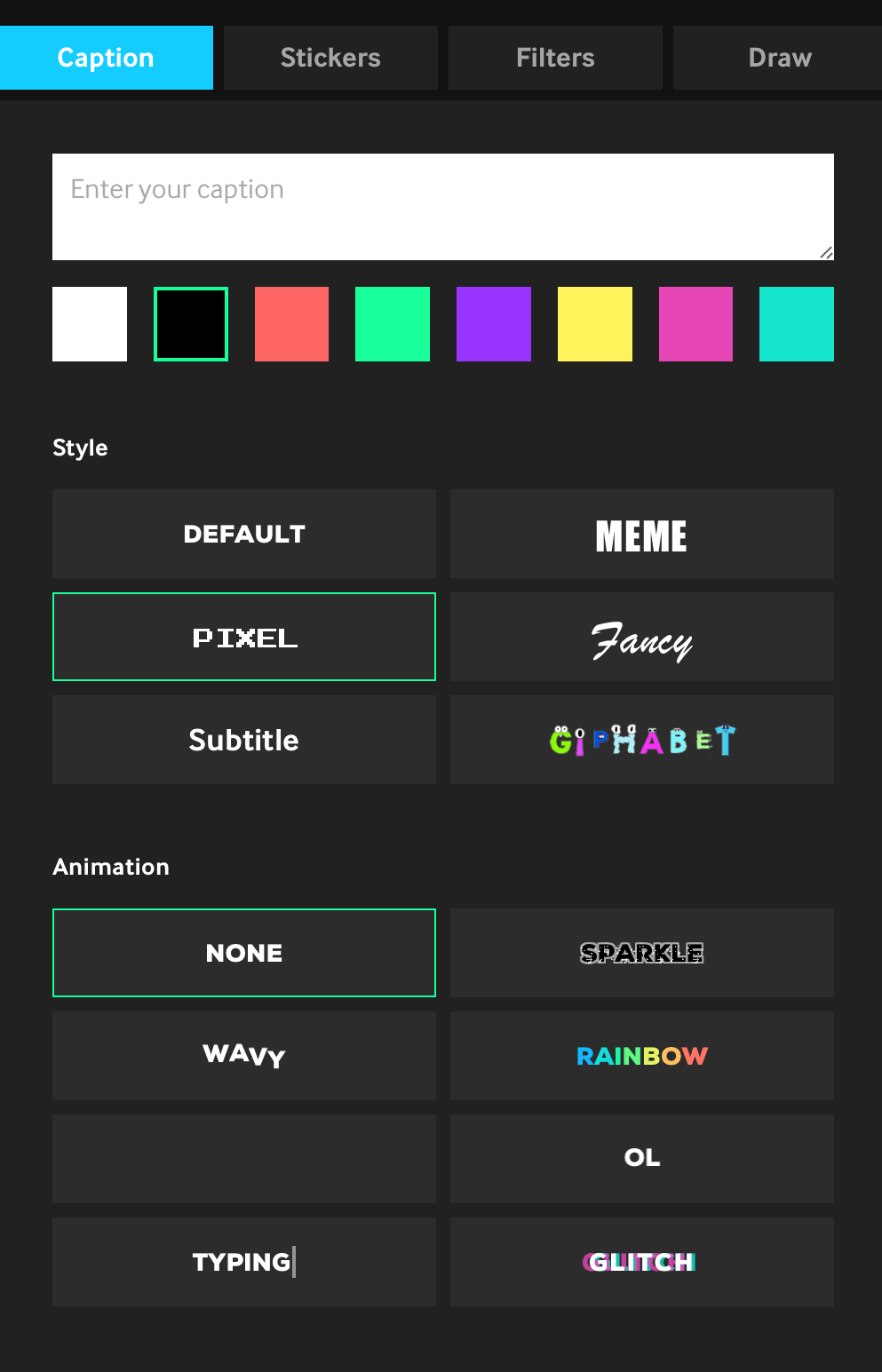 Customisation in GIF slideshow creator on giphy.com