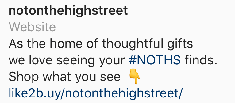 @notonthehighstreet Instagram bio