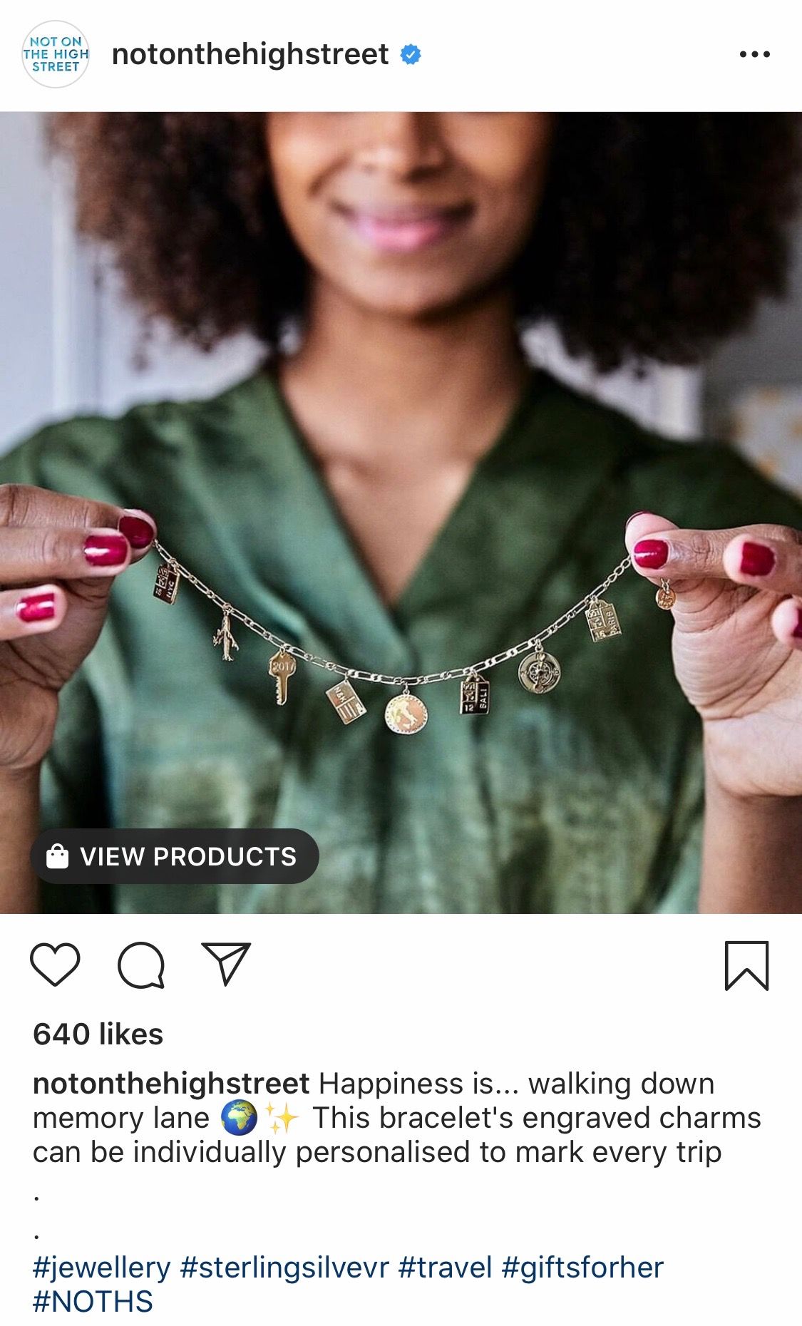 @notonthehighstreet Instagram post featuring ‘View Products’ option