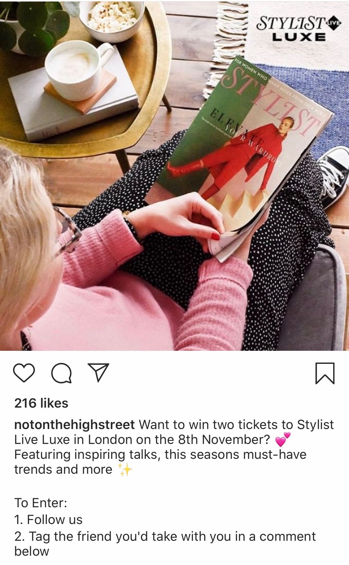 @notonthehighstreet Instagram competition post