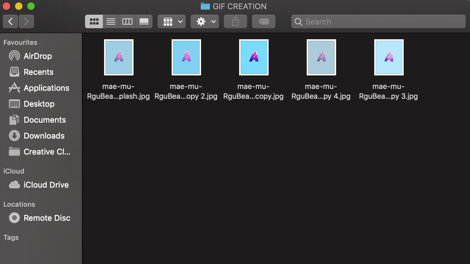 Creating a GIF sticker using a collection of still images