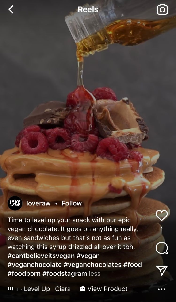 Instagram reel by @loveraw featuring music, linked product and hashtags