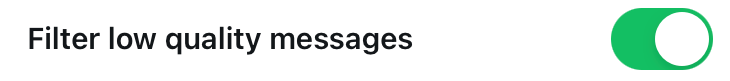 Filter low quality messages toggle in Twitter DM settings