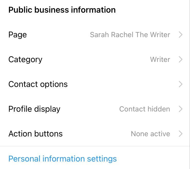 Select ‘Contact options’ from the ‘Public business information’ section