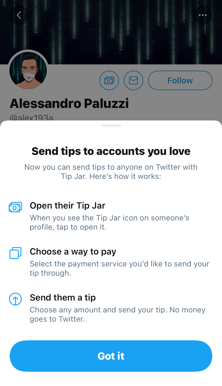how to use the tip jar on Twitter