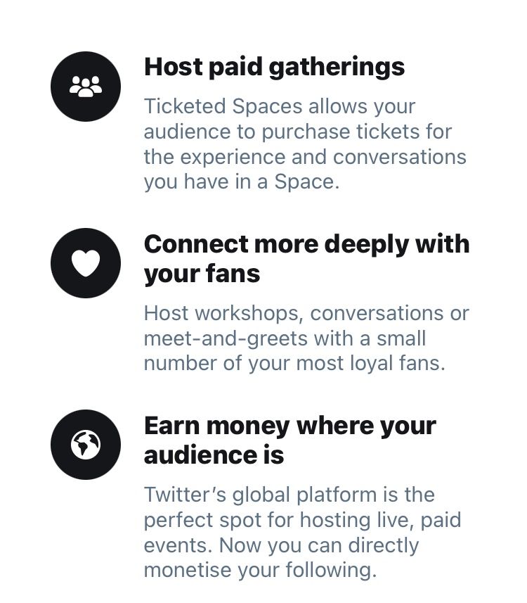 Benefits to hosting Twitter’s new monetisation feature ticketed spaces