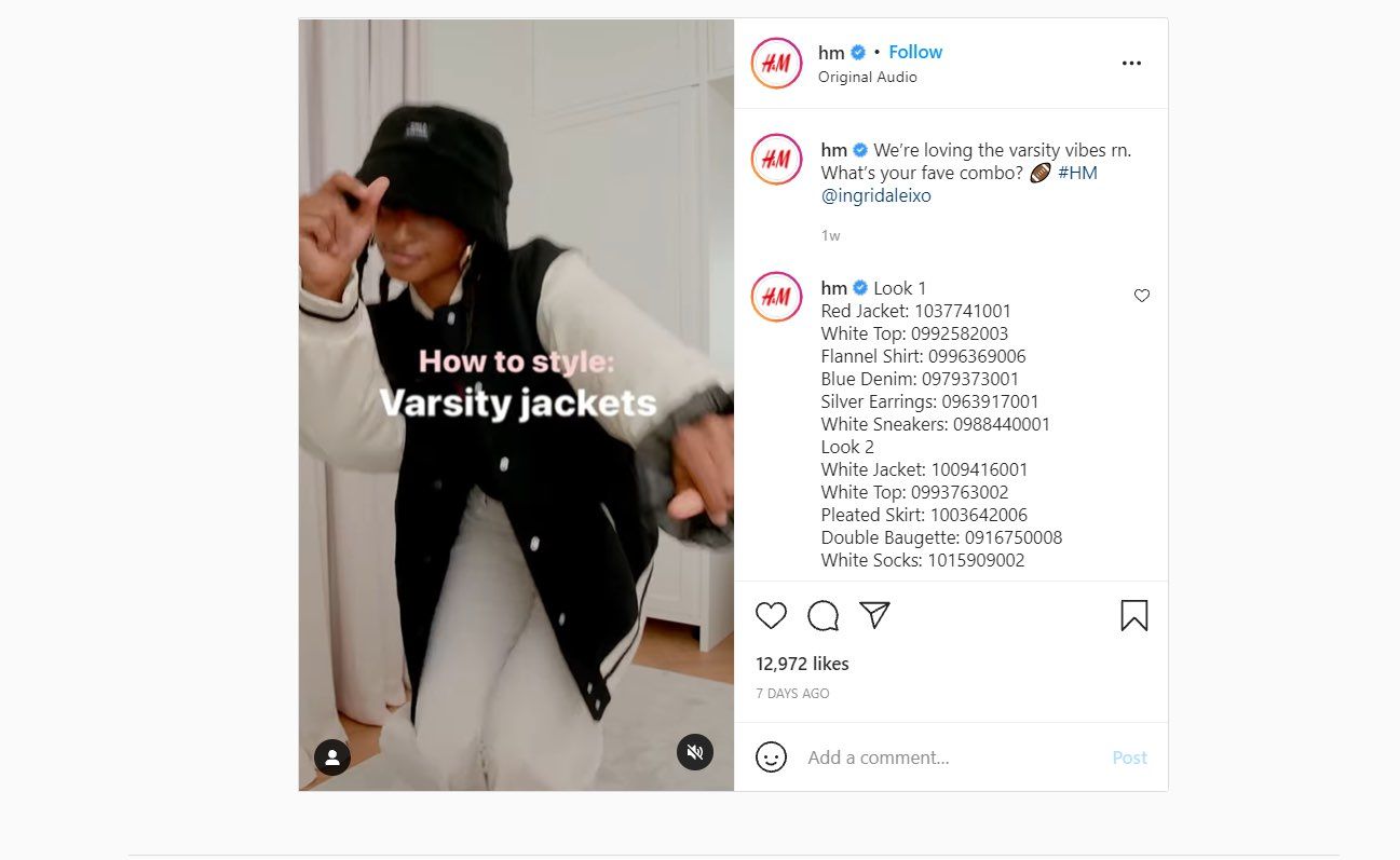 Instagram post by @Hm showing different ways to style a product