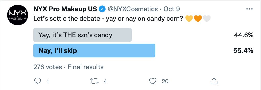 Poll using relevant geographic demographic information to suit audience by @NYXCosmetics