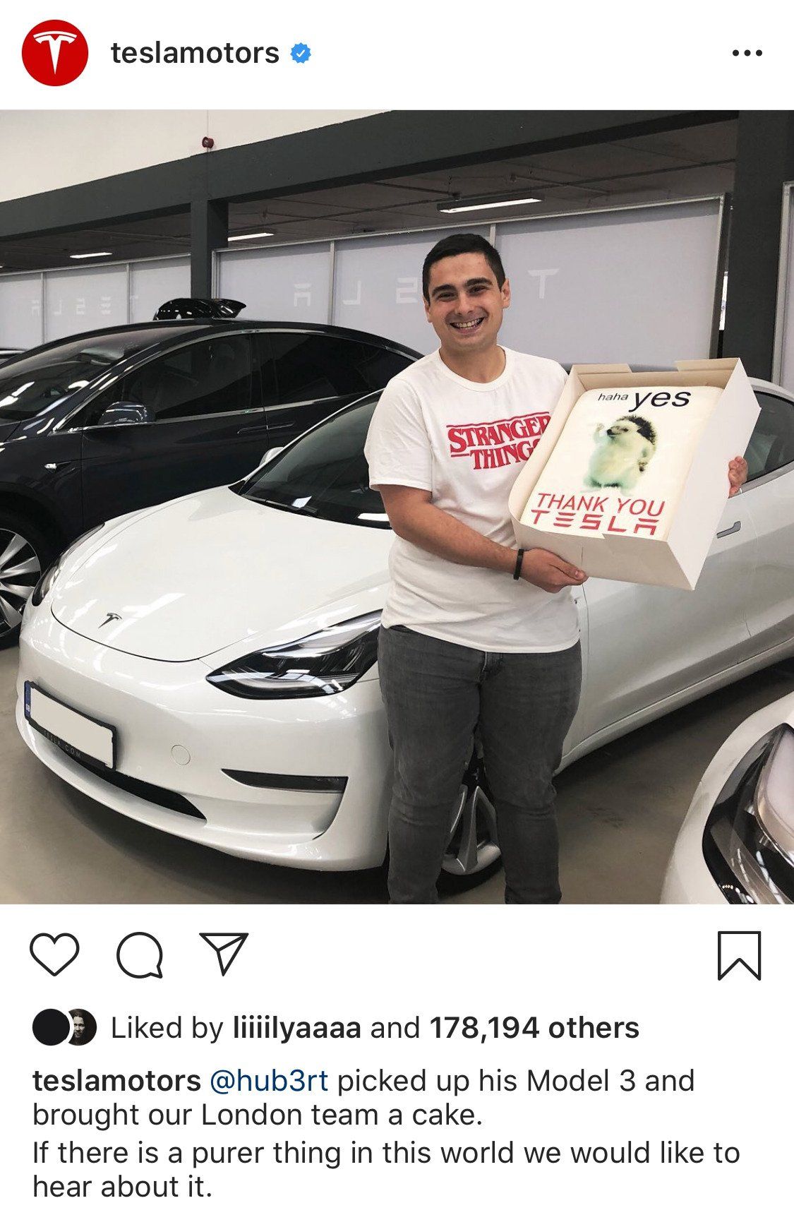 Image from the Instagram profile @teslamotors