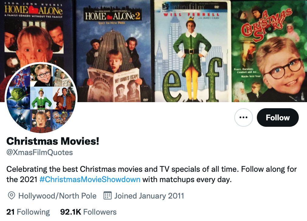 Top Christmas Twitter profile Christmas Movies! @XmasFilmQuotes