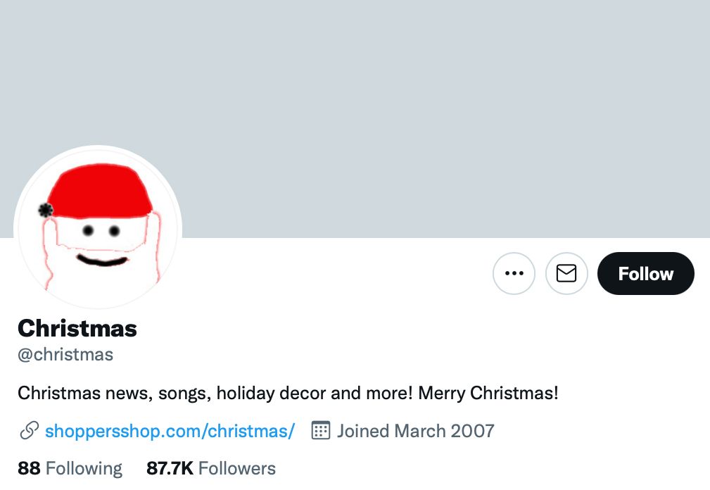 Top Christmas Twitter profile @Christmas