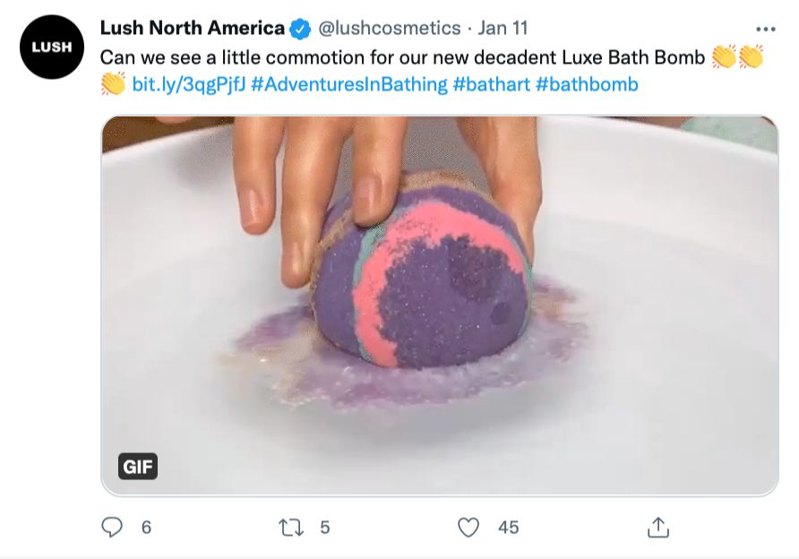 @lushcosmetics use hashtags #AdventuresInBathing #bathart and #bathbomb for reach in search