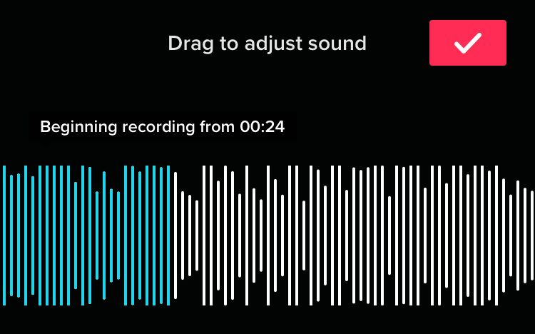 Drag the sound bar to change the part of the song that is used on your TikTok video