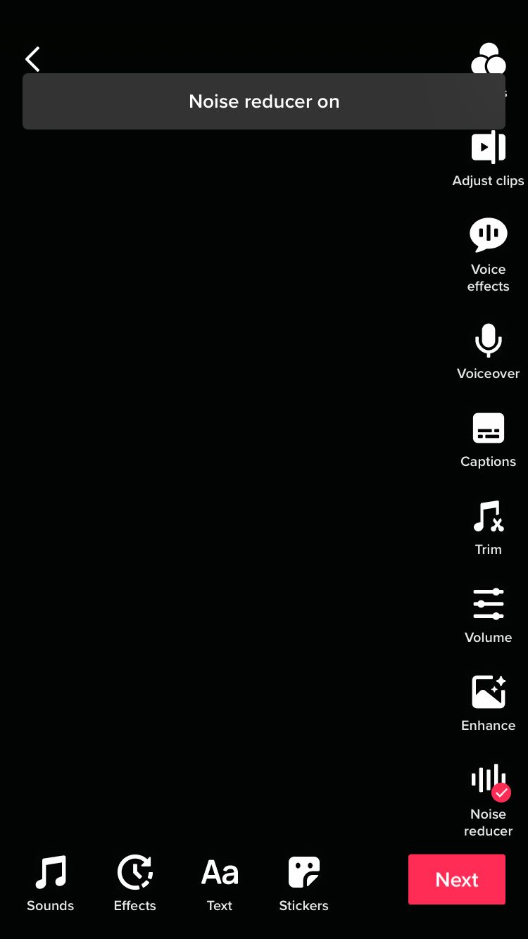 Toggle Noise reducer to reduce background noises on your TikTok video