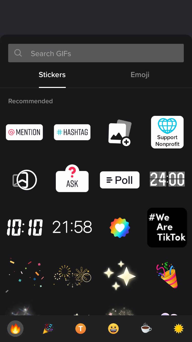 Add stickers and emojis on TikTok