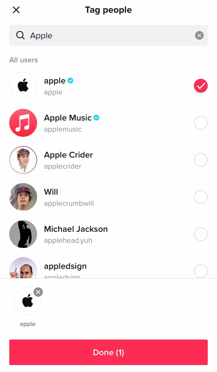 Tag TikTok accounts without mentioning them in your video description using 'Tag people'