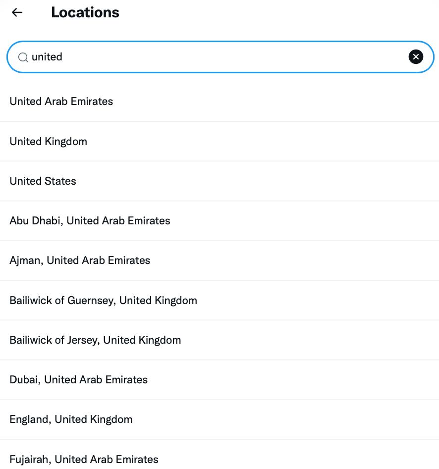 Manually change your explore location and select a country from the drop-down list