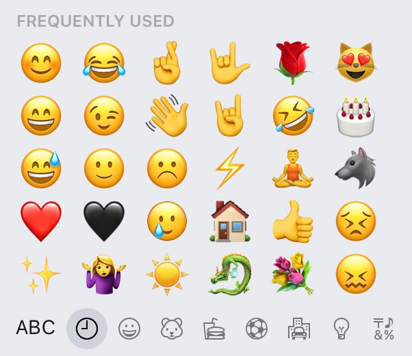 Frequently used emojis displays emojis regularly, recently or repetitively chosen