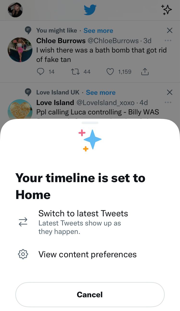 Twitter option to view tweets chronologically in the feed