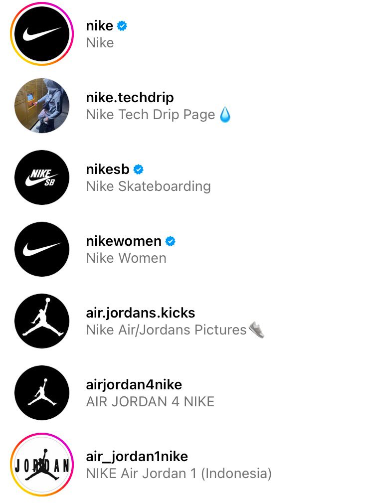 Nike uses multiple verified accounts to stand out among copies