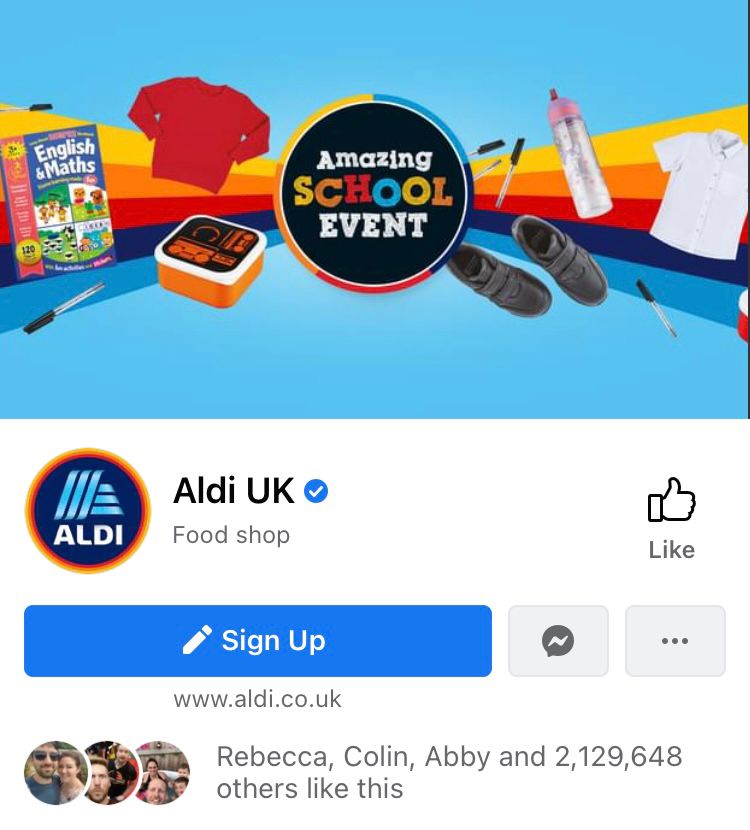 Facebook Page banner by Aldi UK